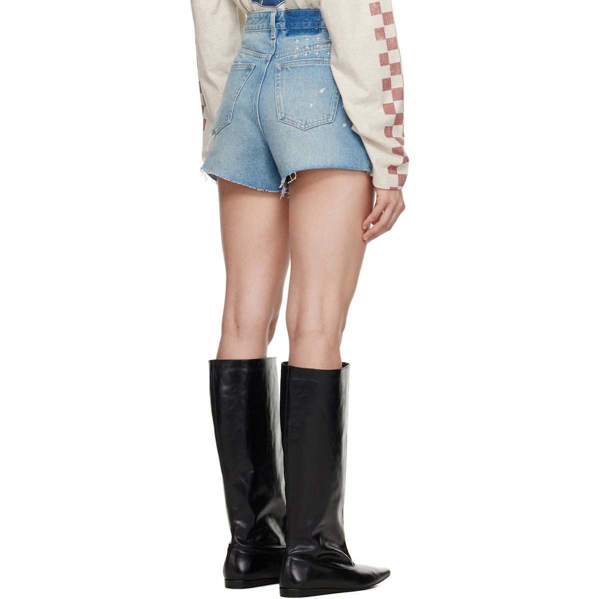 Ksubi Blue Rise N Hi Kut Out Surge Denim Shorts