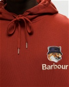 Barbour Barbour X Maison Kitsune Fox Head Hoodie Red - Mens - Hoodies