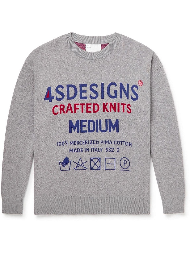 Photo: 4SDesigns - Printed Mercerised Pima Cotton Sweater - Gray