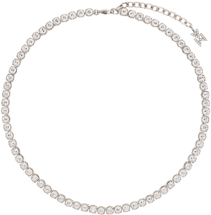 Amina Muaddi Silver Tennis Necklace