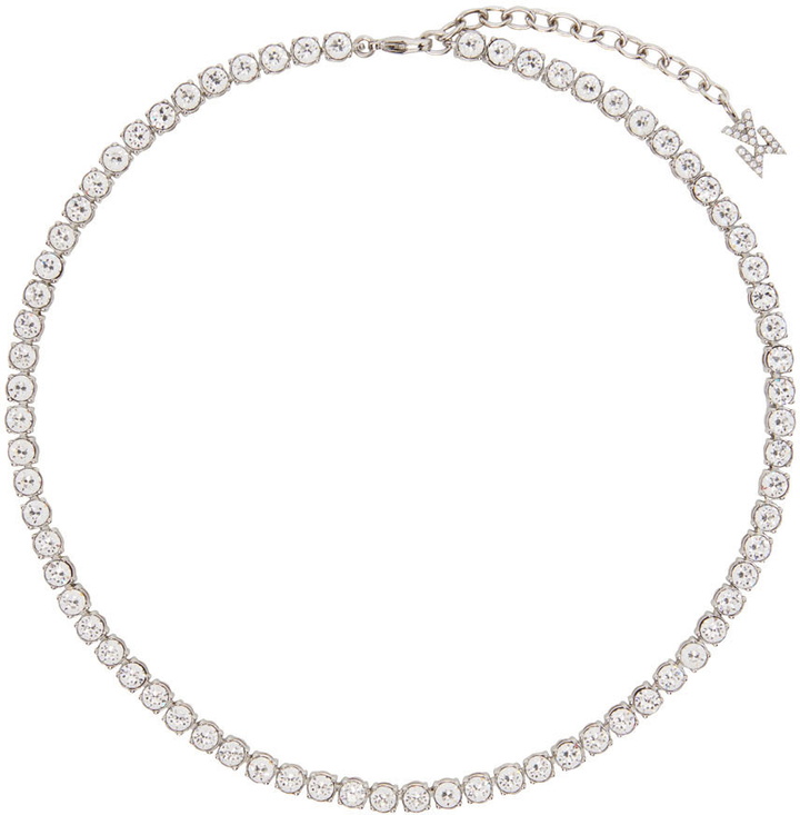 Photo: Amina Muaddi Silver Tennis Necklace