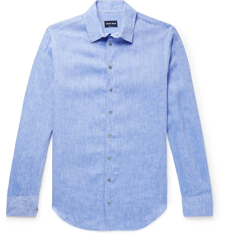 Photo: Giorgio Armani - Mélange Linen Shirt - Blue