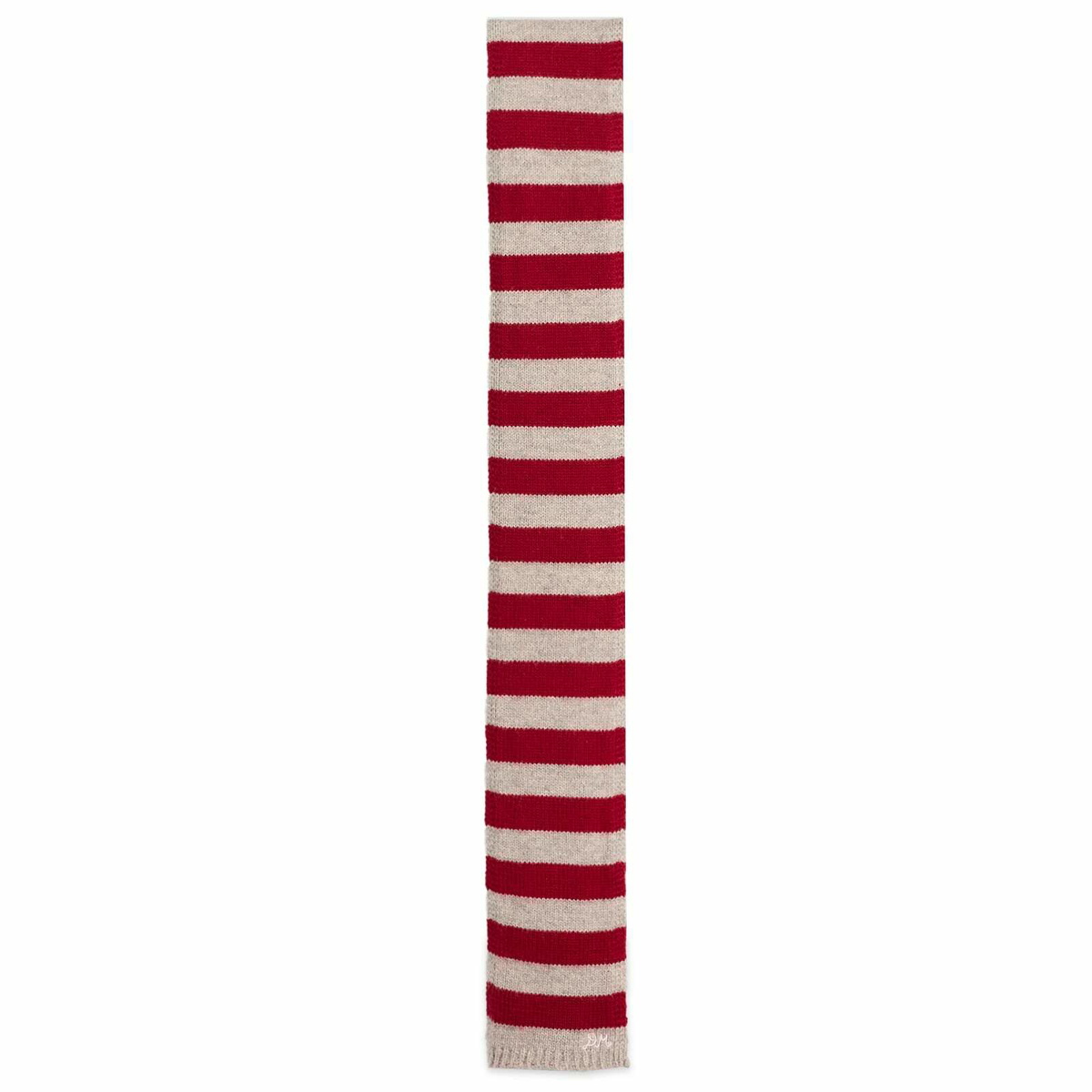 Damson Madder Women's Stripe Skinny Scarf in Burgundy/Grey 