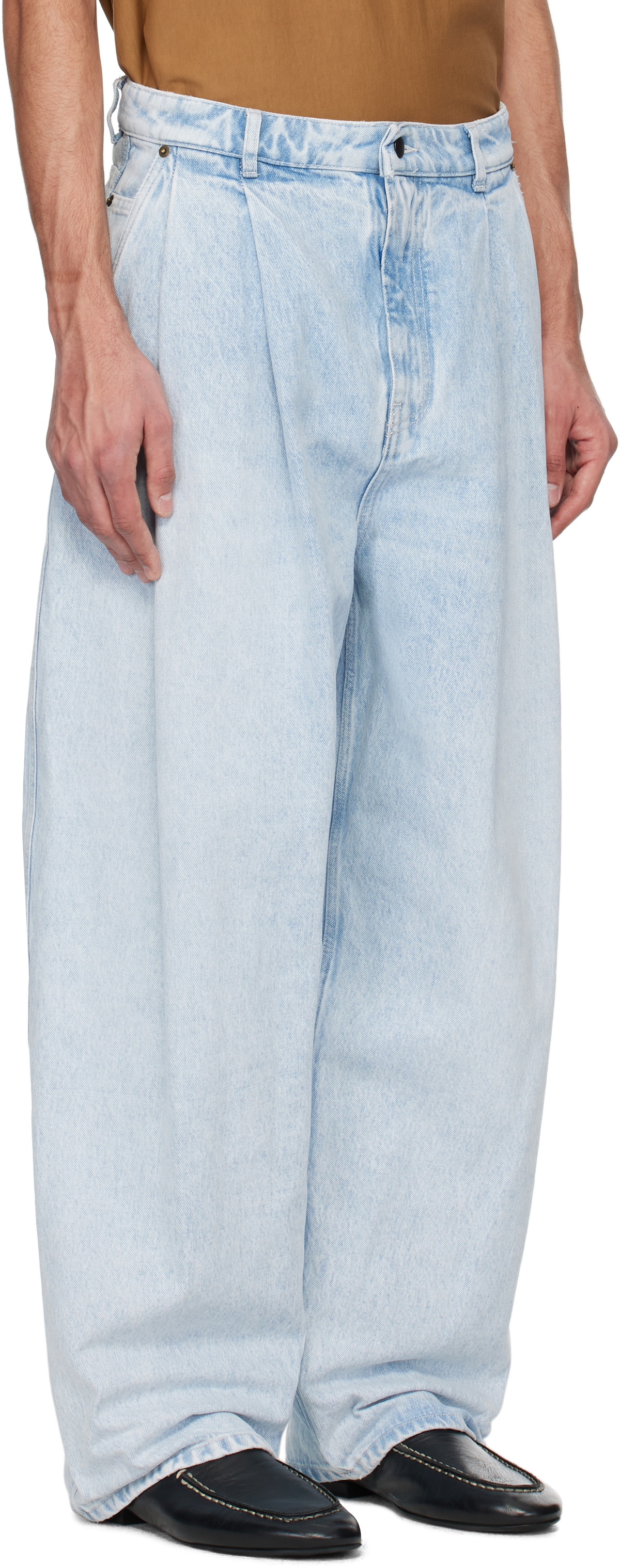 HED MAYNER \"PLEATED DENIM\"（Size：M） BLUE-WASH-PLEATED-DENIM-