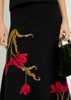 Erdem Floral-intarsia Knit Midi Skirt Black