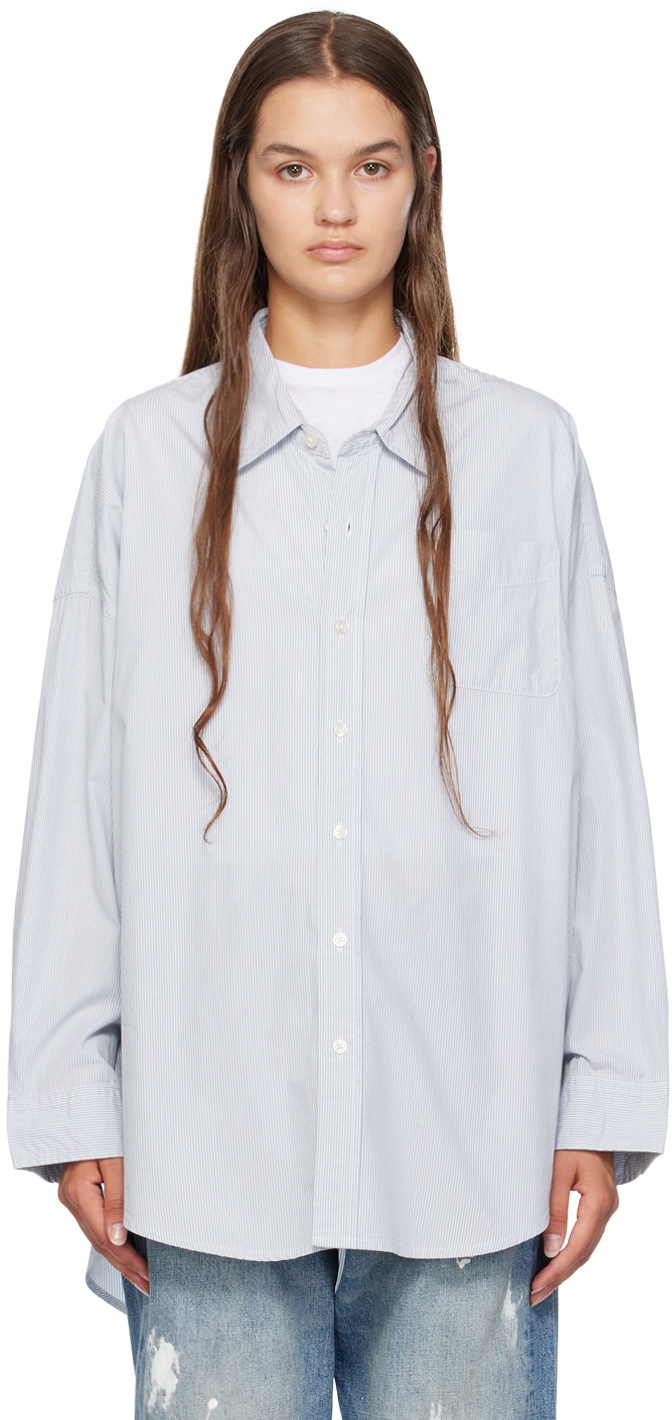 R13 Blue & White Drop Neck Shirt R13