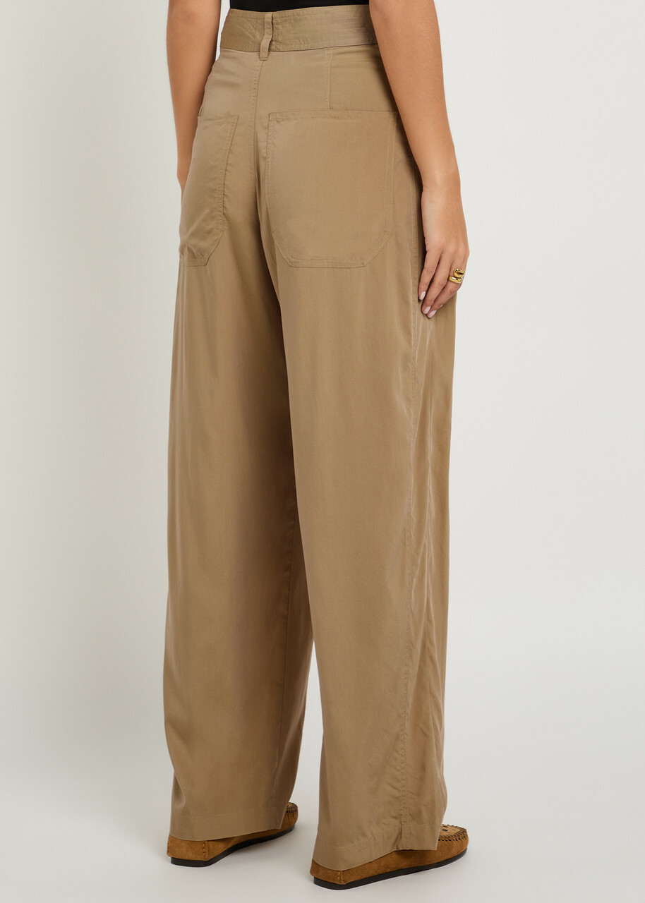 Isabel Marant Inaya Drawstring Woven Trousers Khaki