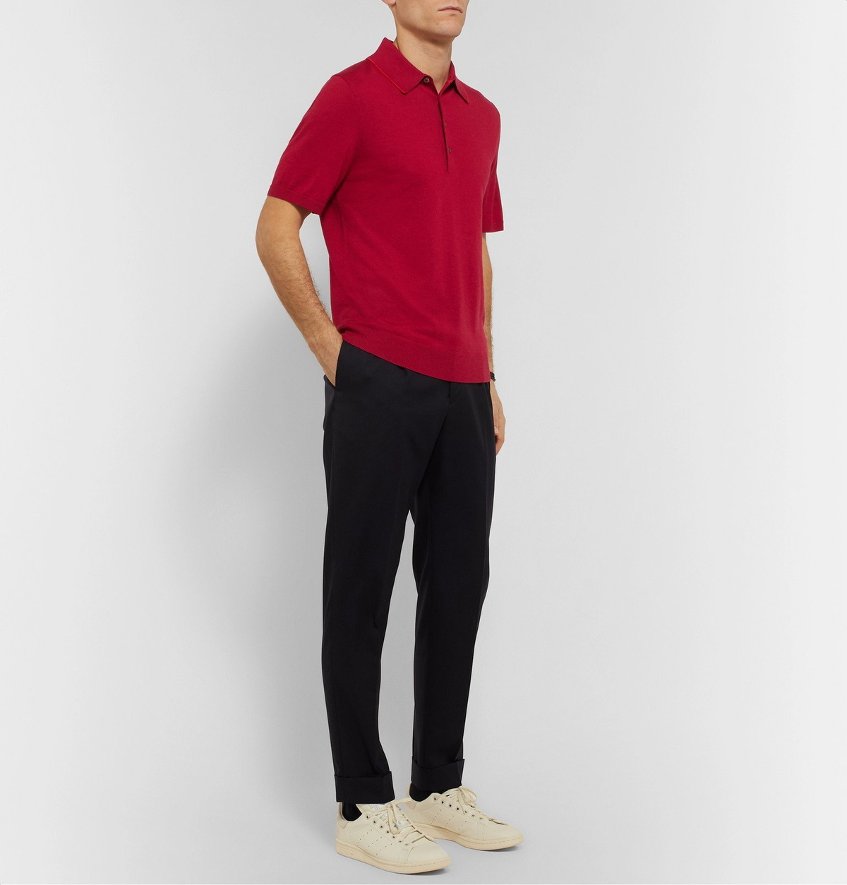 PS Paul Smith - Contrast-Tipped Merino Wool Polo Shirt - Red PS by