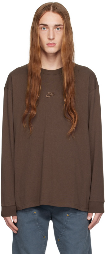Photo: Nike Brown Embroidered Long Sleeve T-Shirt