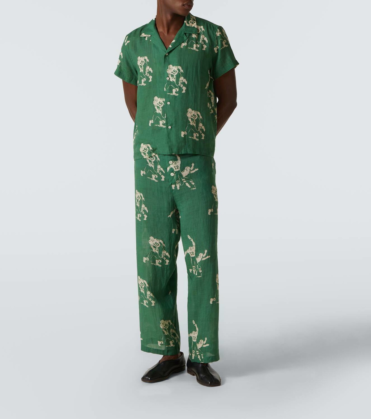Bode Football linen pajama pants