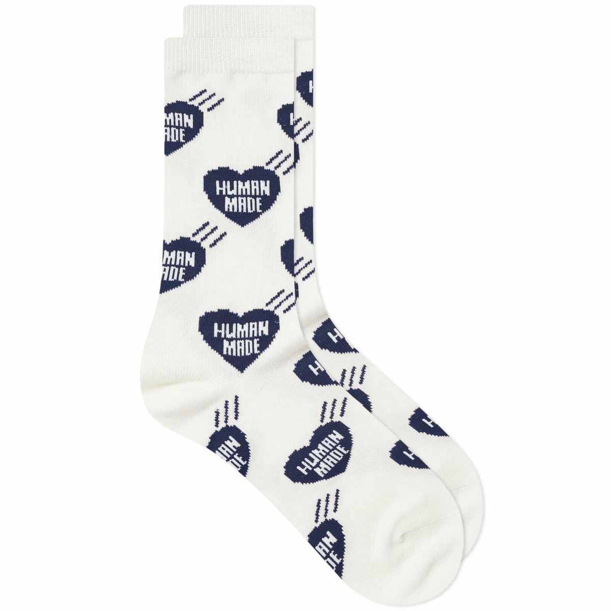 Human Made Men's Heart Pattern Socks in Navy Human Made
