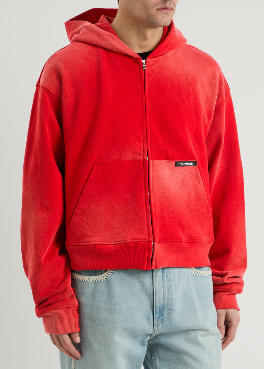 Nahmias Sunfade Hooded Cotton Sweatshirt Red