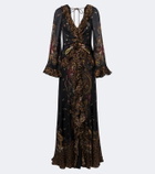 Etro Printed ruched silk maxi dress