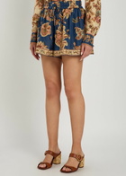 Zimmermann Aster Printed Silk Shorts Navy