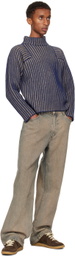 Eckhaus Latta Blue & Taupe Chalet Sweater