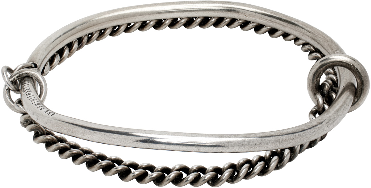 Ann Demeulemeester Silver Irregular Bangle Bracelet