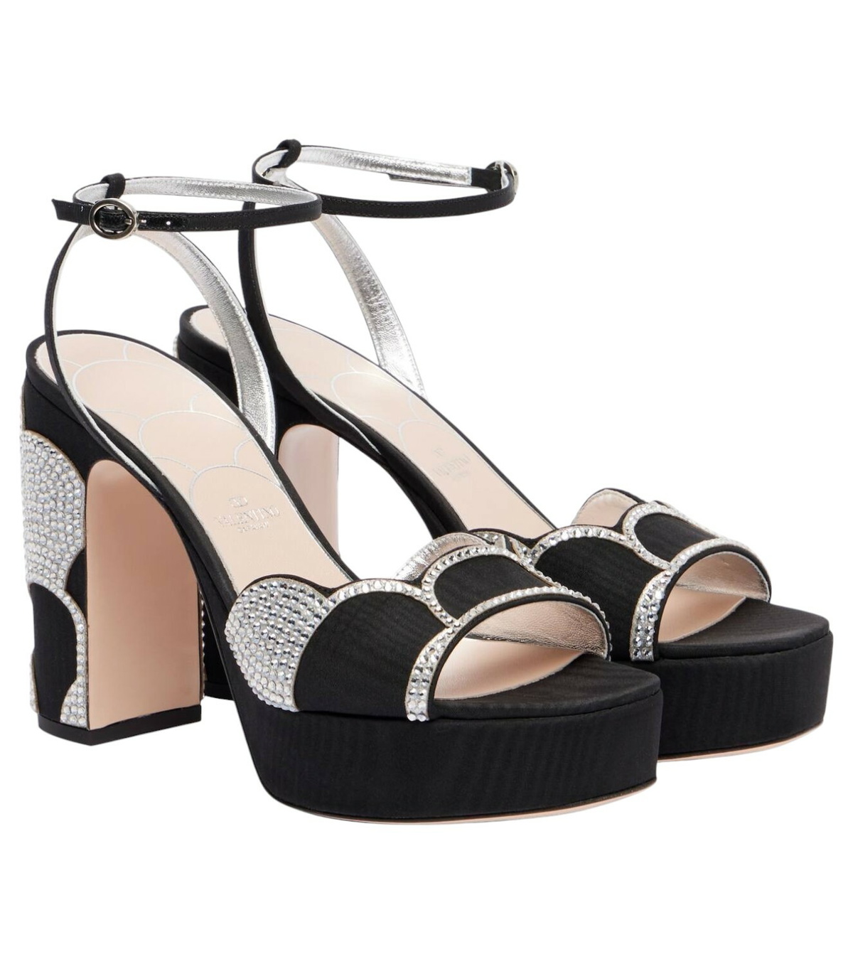 Valentino Garavani Two-tone Lace And Leather Foliefoliage