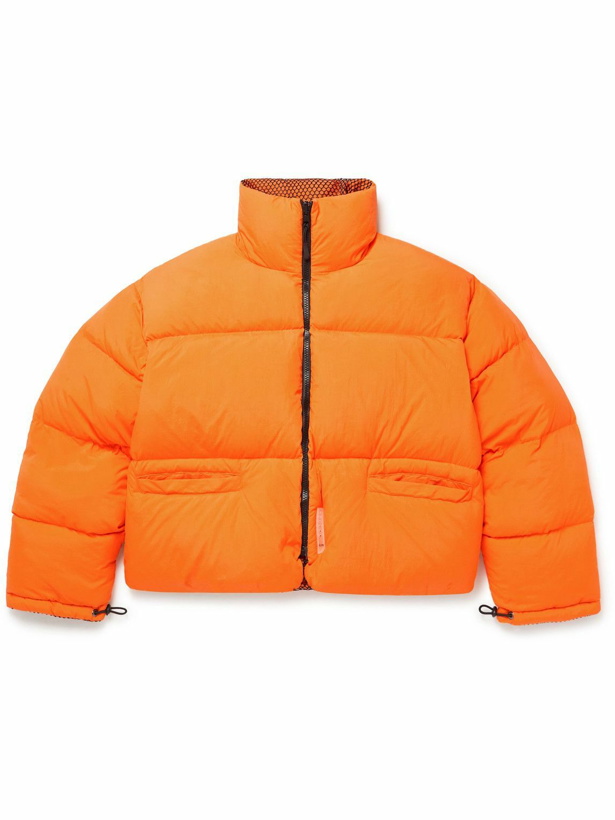 Photo: Connor McKnight - Throwing Fits Reversible Quilted Recycled Shell and Mesh Down Jacket - Orange