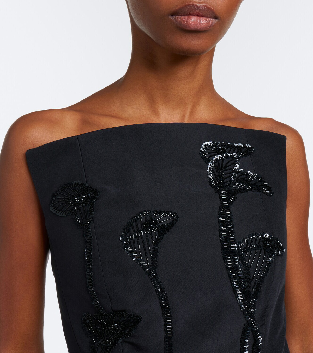 Carolina Herrera Embellished strapless silk bustier gown