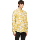 Versace Jeans Couture White and Gold Logo Baroque Print Shirt