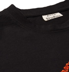 Acne Studios - Bemabe Crayfish Embroidered Cotton-Jersey T-Shirt - Men - Black