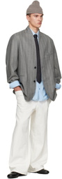 Hed Mayner Gray Striped Herringbone Blazer