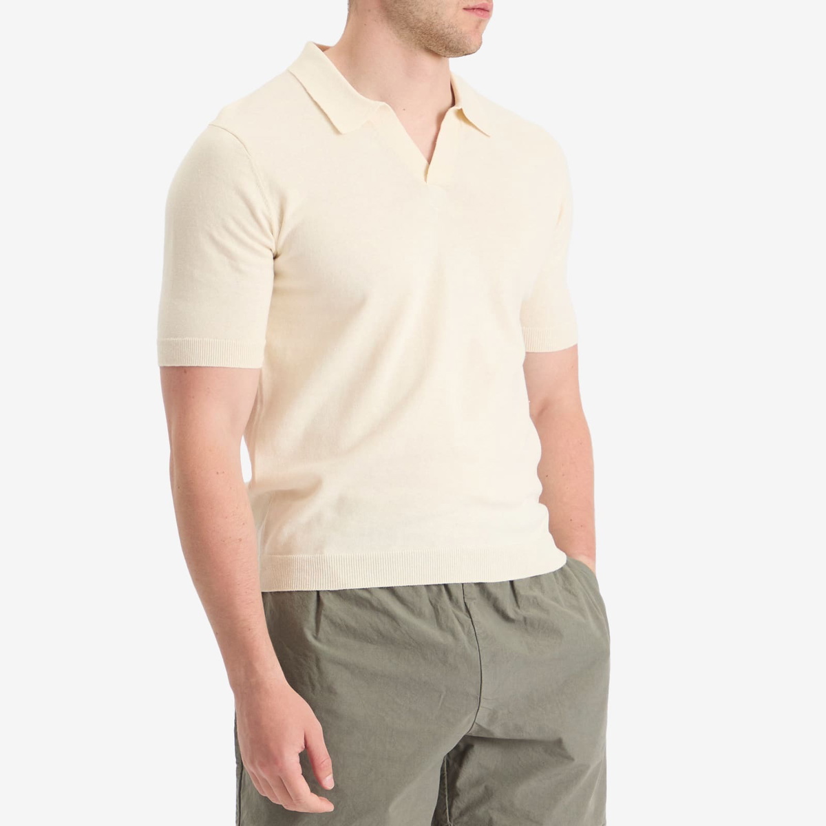 Norse Projects Men's Leif Cotton Linen Polo in Kit White