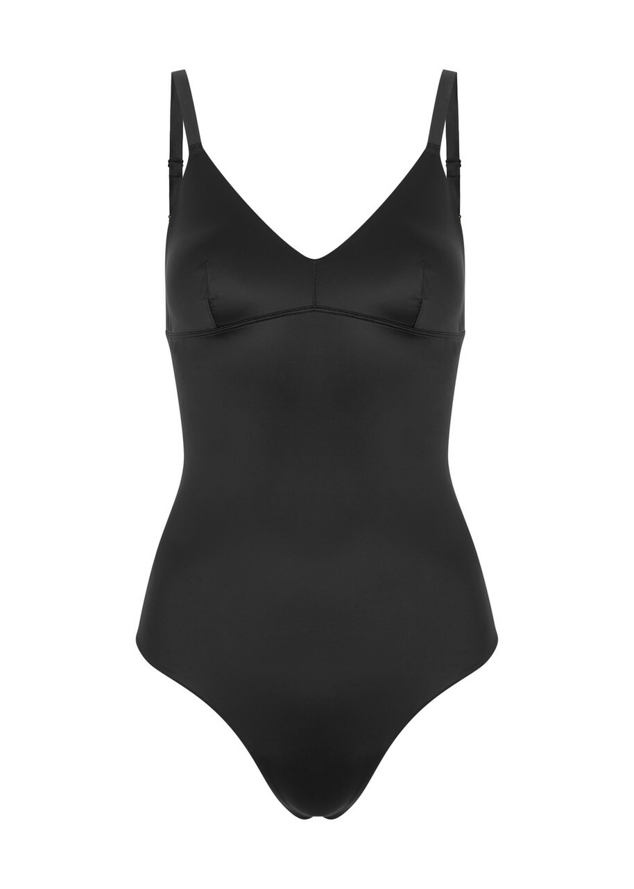 【即発】引き締めます！SPANXワンピース水着 Spanx Shaping Satin Thong Bodysuit Black Spanx