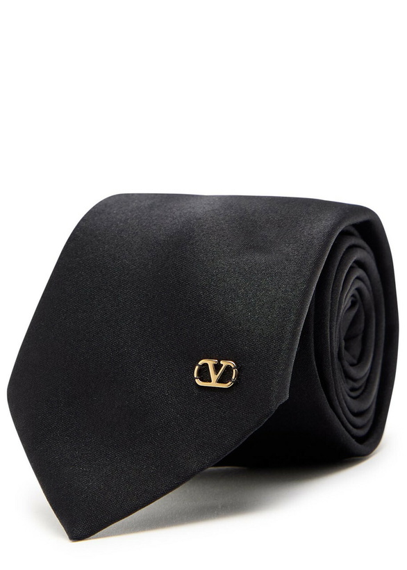 Photo: Valentino Garavani Vlogo Silk tie - Black - One Size
