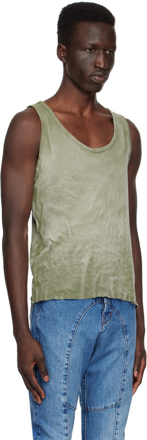 Edward Cuming Khaki Raw Edge Tank Top