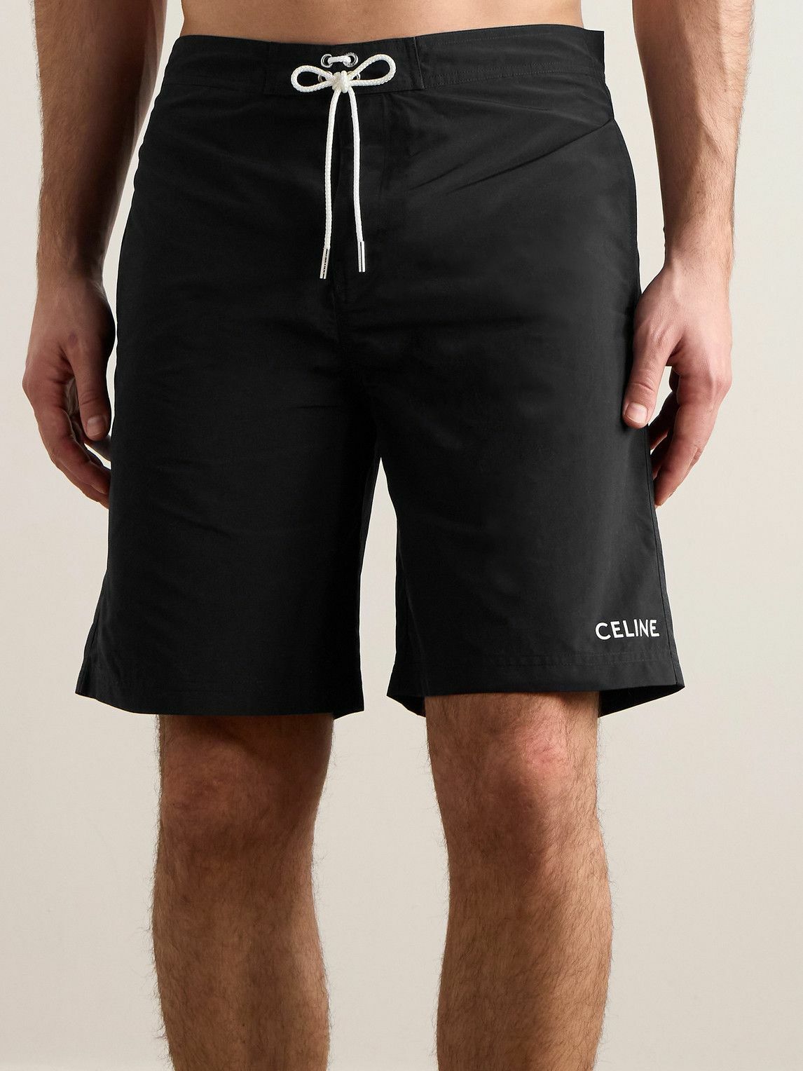 CELINE - Straight-Leg Long-Length Swim Shorts - Black