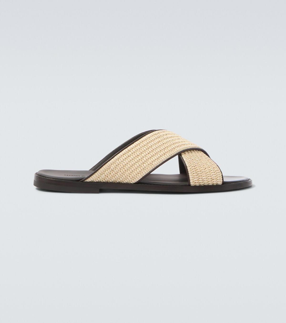 Manolo Blahnik Otawi leather-trimmed raffia sandals