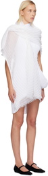 ISSEY MIYAKE White Silk Wool Pleats Stole Scarf