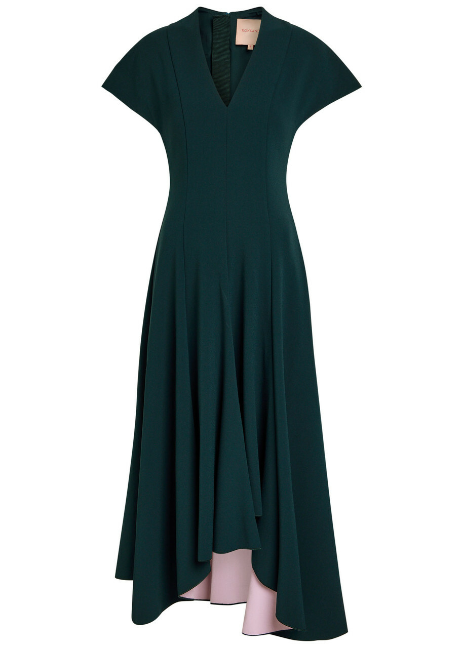 Roksanda Sapha Asymmetric Crepe Midi Dress Teal