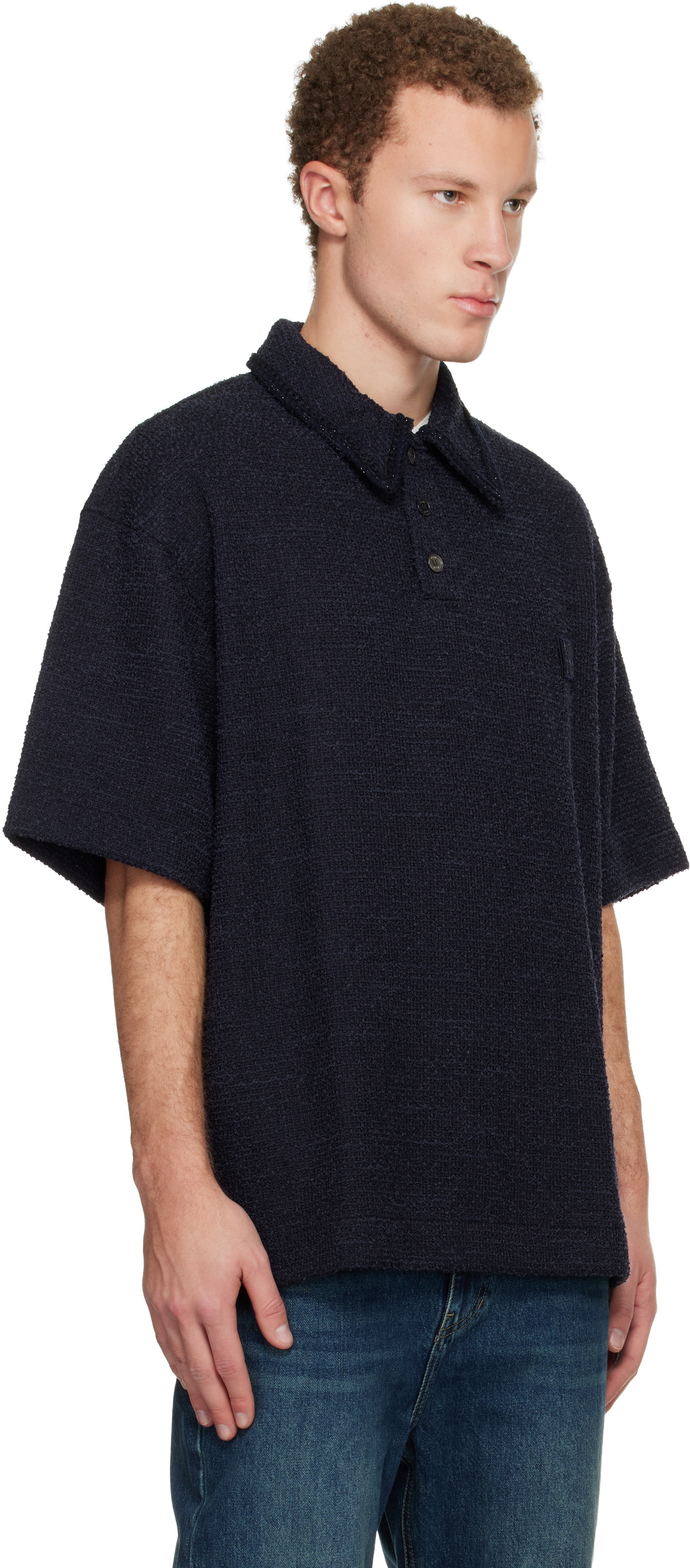 WOOYOUNGMI Navy Tweed Polo