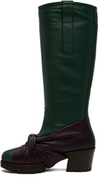 Kiko Kostadinov Green & Purple Knotted Riding Boots