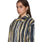 NAPA by Martine Rose Blue Striped Fleece Button-Up Jacket