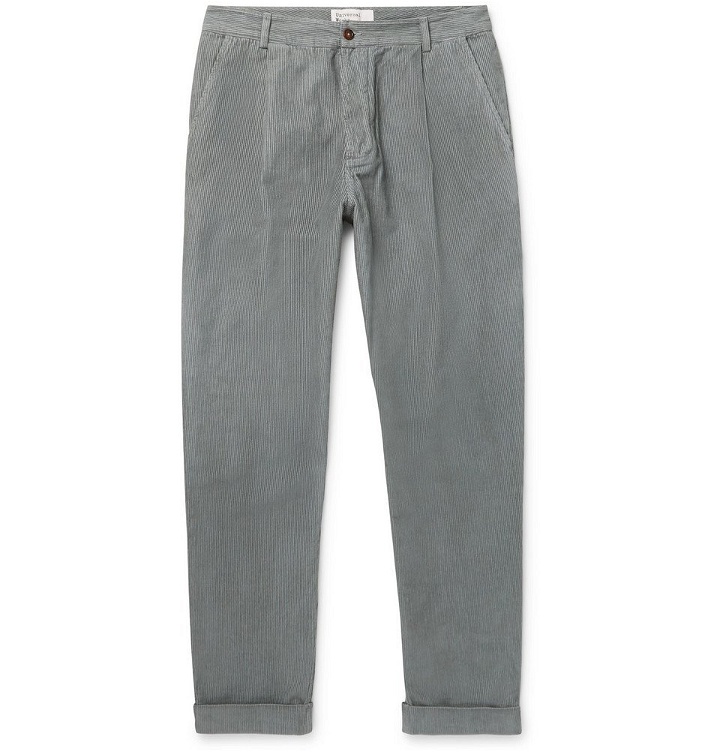 Photo: Universal Works - Tapered Pleated Cotton-Corduroy Trousers - Men - Gray