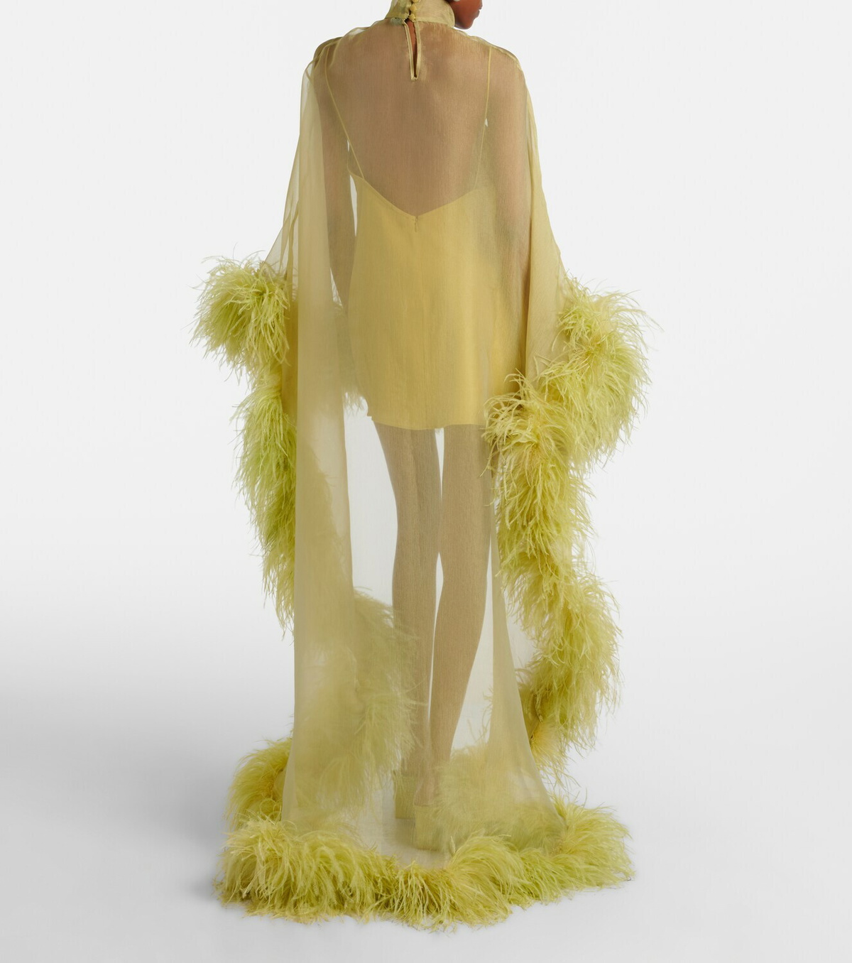 Taller Marmo Daisy feather-trimmed organza kaftan