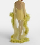 Taller Marmo Daisy feather-trimmed organza kaftan