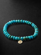 Sydney Evan - Small Marquis Eye Gold, Turquoise and Diamond Beaded Bracelet
