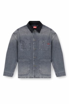 Diesel Utility-style denim jacket with contrasting collar - Denim Jackets - Unisex - Grey