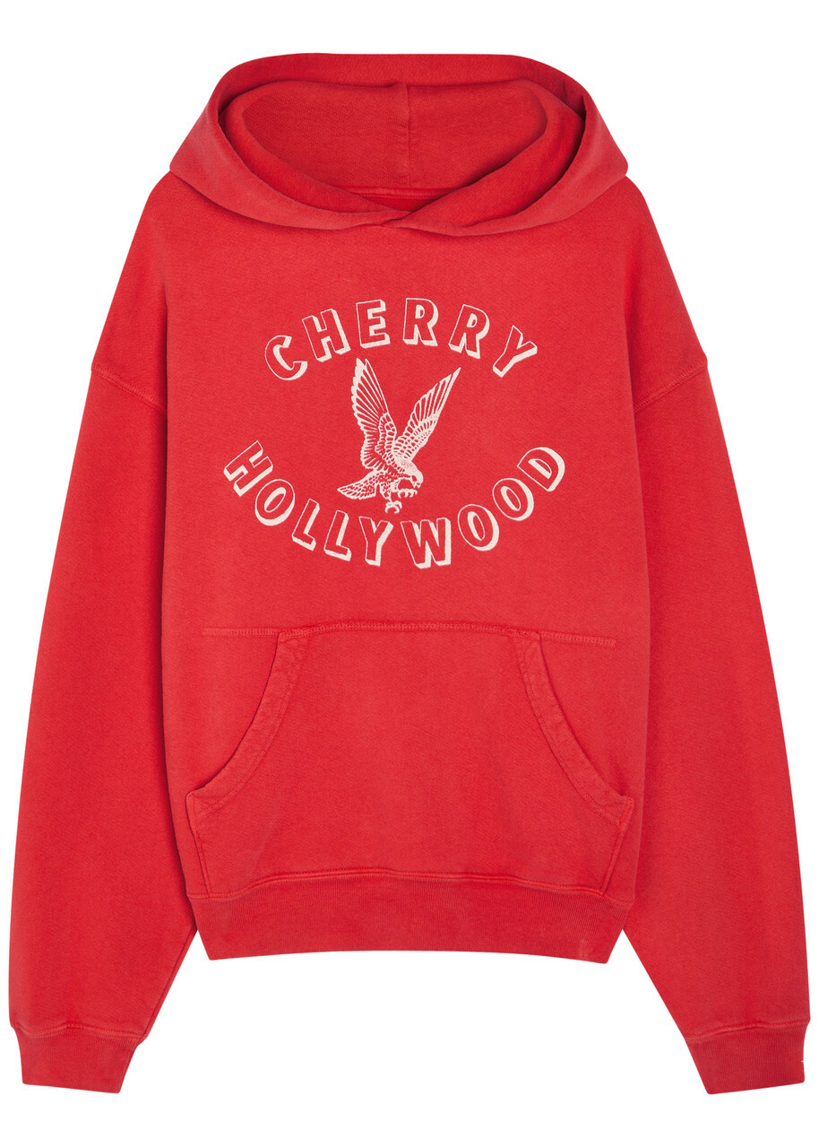 Cherry Los Angeles Hollywood Hooded Cotton Sweatshirt Red
