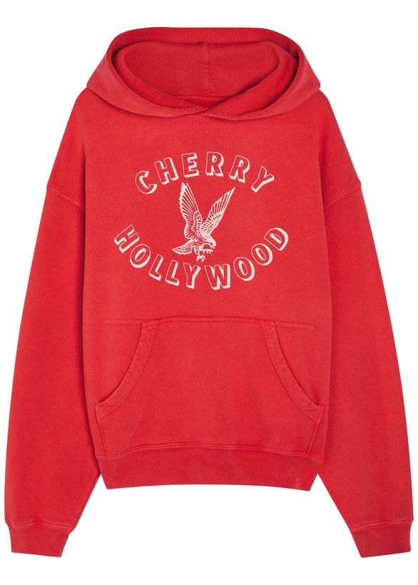 Photo: Cherry Los Angeles Hollywood Hooded Cotton Sweatshirt Red