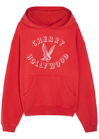 Cherry Los Angeles Hollywood Hooded Cotton Sweatshirt Red