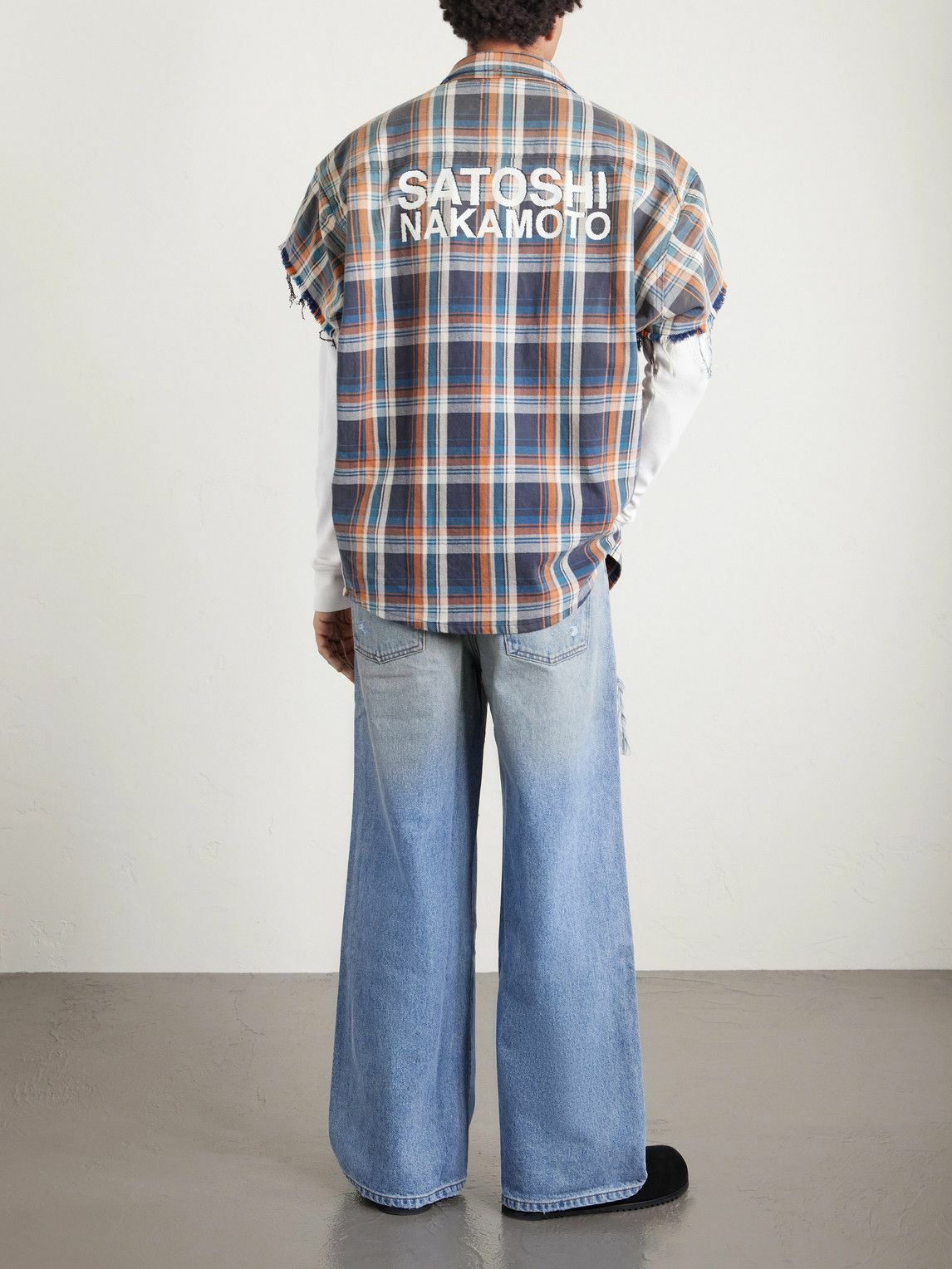 Satoshi Nakamoto - Blessed To Be Stressed Straight-Leg Distressed Jeans - Blue