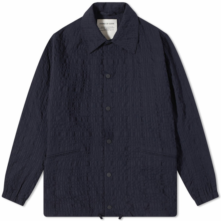Photo: A Kind of Guise Men's Campo Coach Jacket in Midnight Seersucker