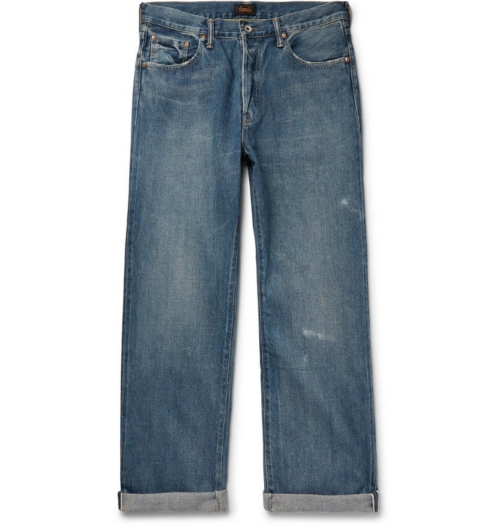 Photo: Chimala - Wide-Leg Washed Selvedge Denim Jeans - Mid denim