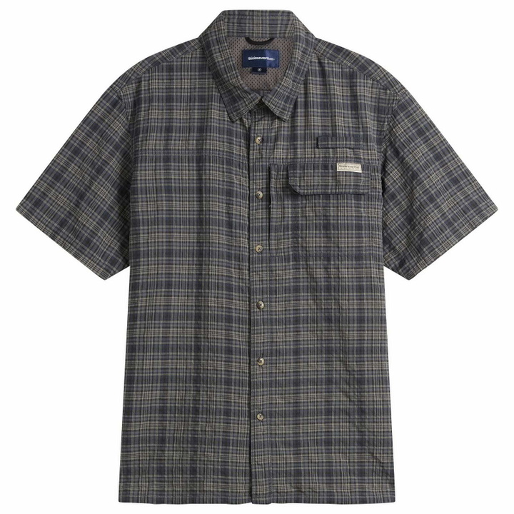 Photo: thisisneverthat Men's Plaid Short Sleeve Fishing Shirt in Dark Navy