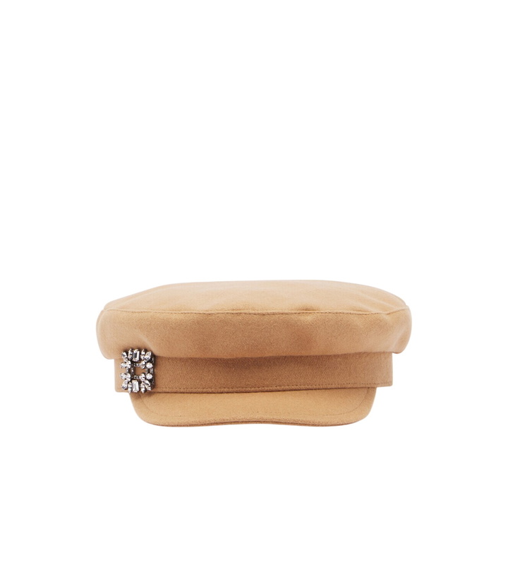 Photo: Roger Vivier Embellished wool-blend newsboy cap